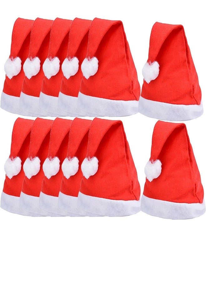 Sesonby (Set Of 12 Christmas Caps Santa Caps X-Mass Caps Santa Claus Hat, Merry Christmas Party Cap, Hat for Christmas/Xmas Party Santa Hat Red and White Cap for Santa Claus Costume - Image 1
